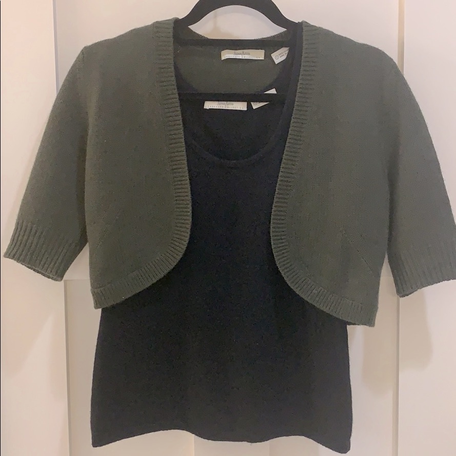 Neiman Marcus Cashmere Tank+Cropped Cardigan/Shrug